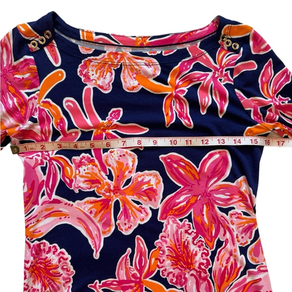 Lilly Pulitzer Sophie Dress Size XS Starfish Floral Navy Pink Preppy Resort - Picture 9 of 12